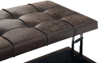 Harrison Coffee Table Ottoman in Distressed Vegan Leather