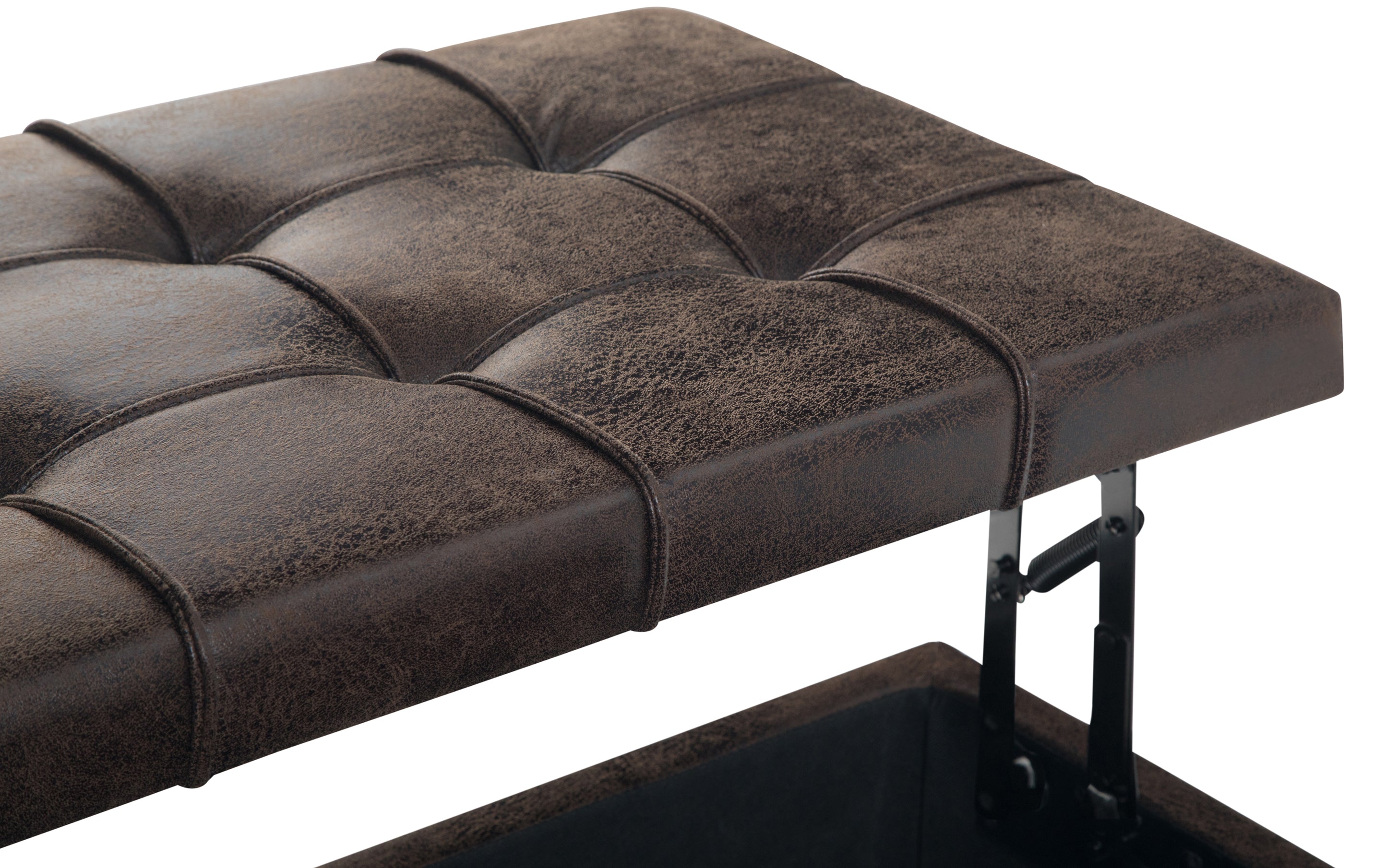 Harrison Coffee Table Ottoman in Distressed Vegan Leather