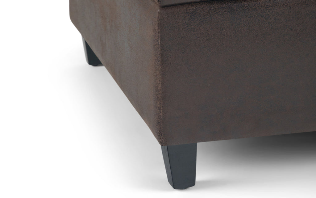 Harrison Coffee Table Ottoman in Distressed Vegan Leather