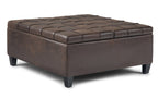 Harrison Coffee Table Ottoman in Distressed Vegan Leather