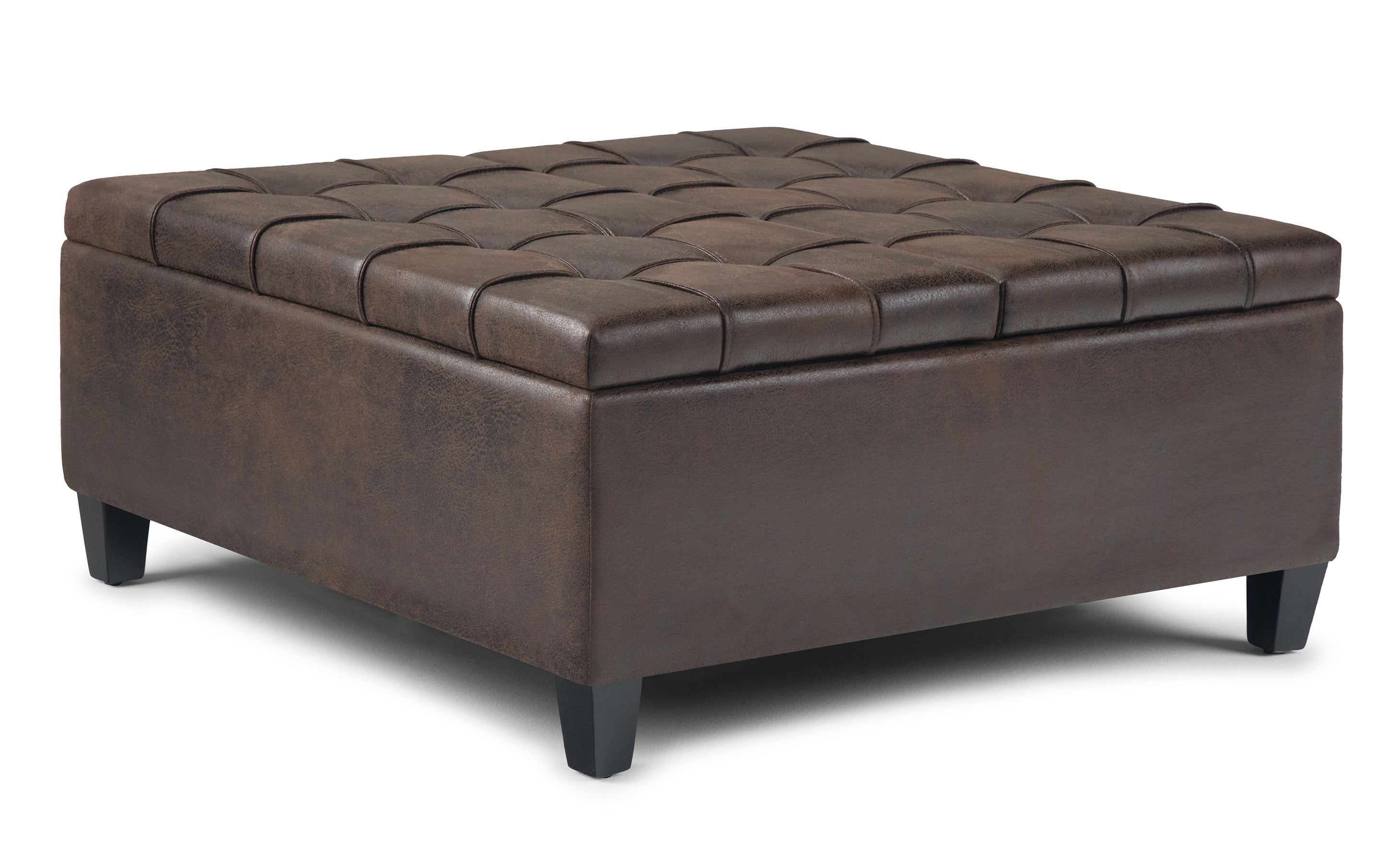 Harrison Coffee Table Ottoman in Distressed Vegan Leather