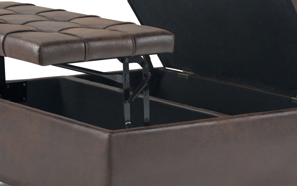Harrison Coffee Table Ottoman in Distressed Vegan Leather