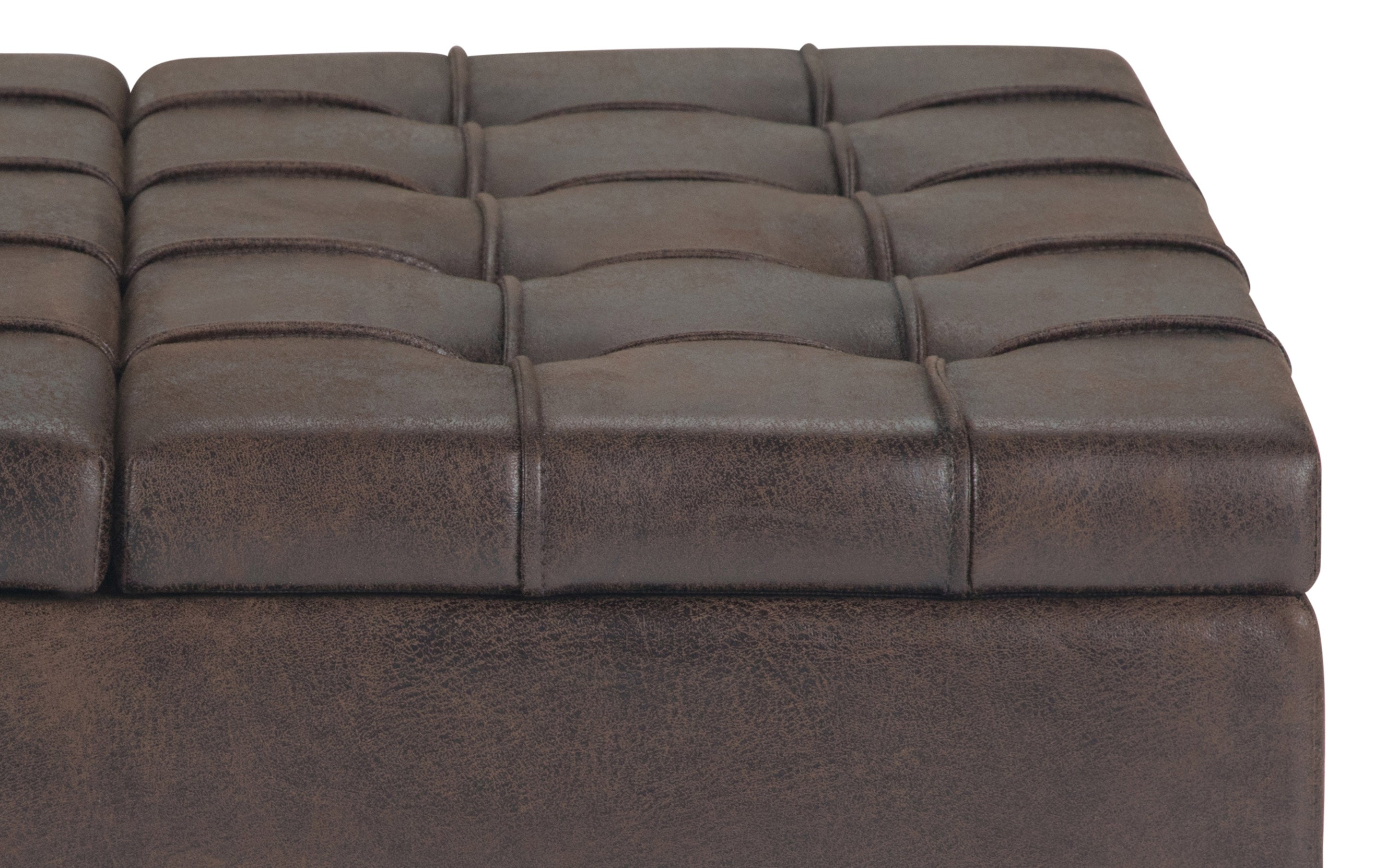 Harrison Coffee Table Ottoman in Distressed Vegan Leather