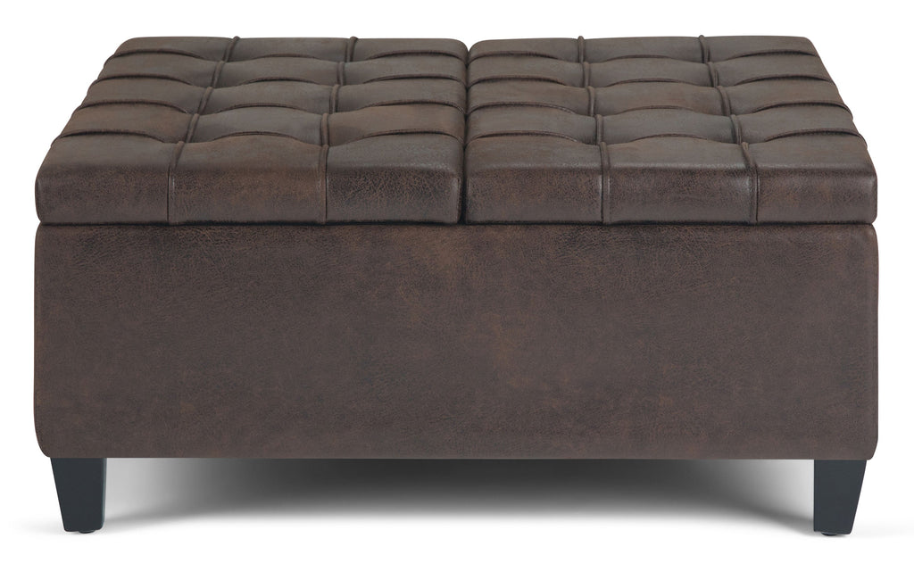 Harrison Coffee Table Ottoman in Distressed Vegan Leather