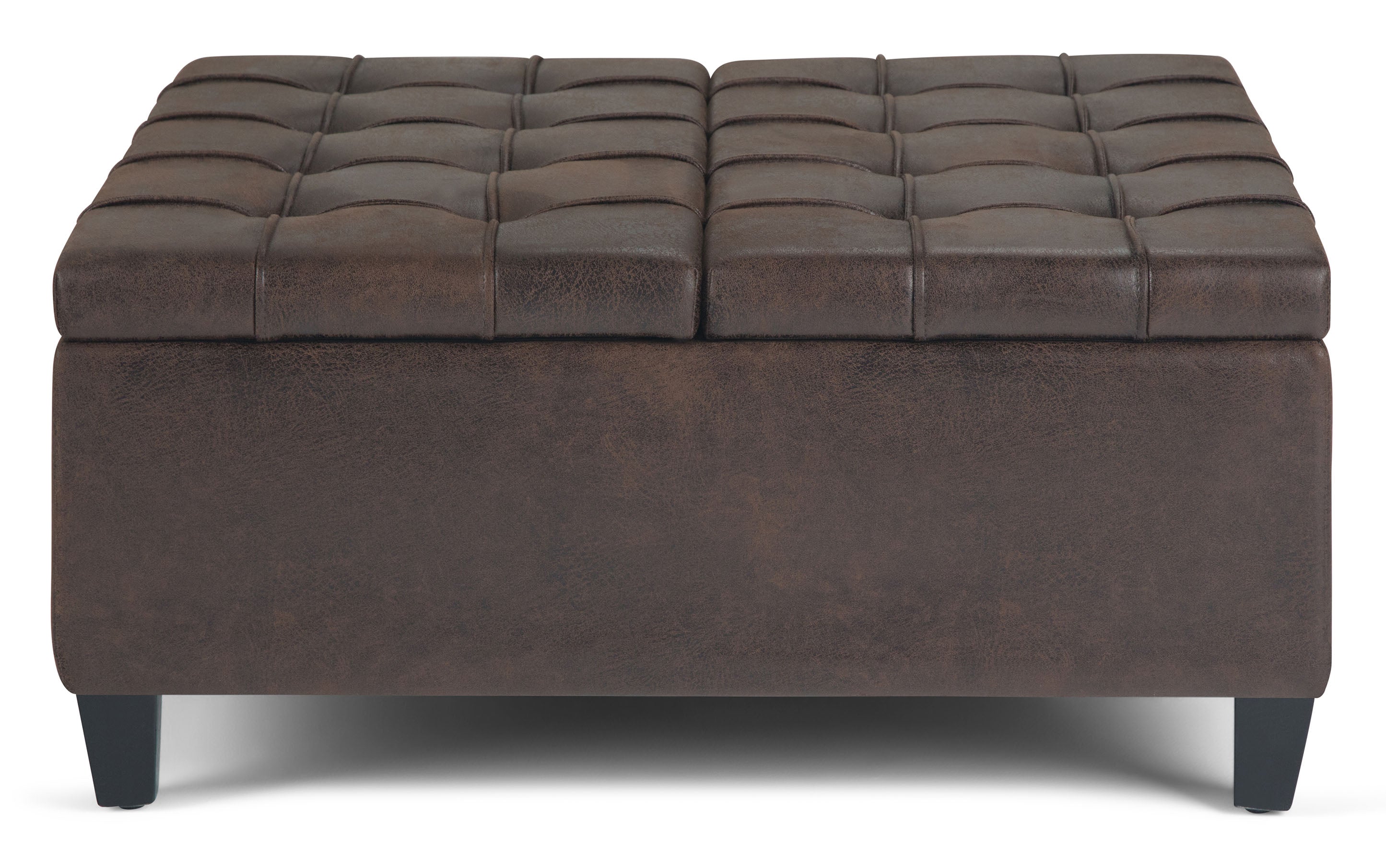 Harrison Coffee Table Ottoman in Distressed Vegan Leather