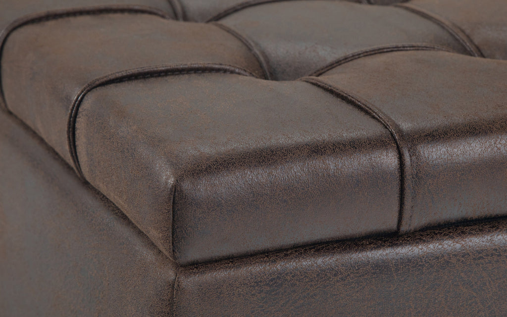 Harrison Coffee Table Ottoman in Distressed Vegan Leather