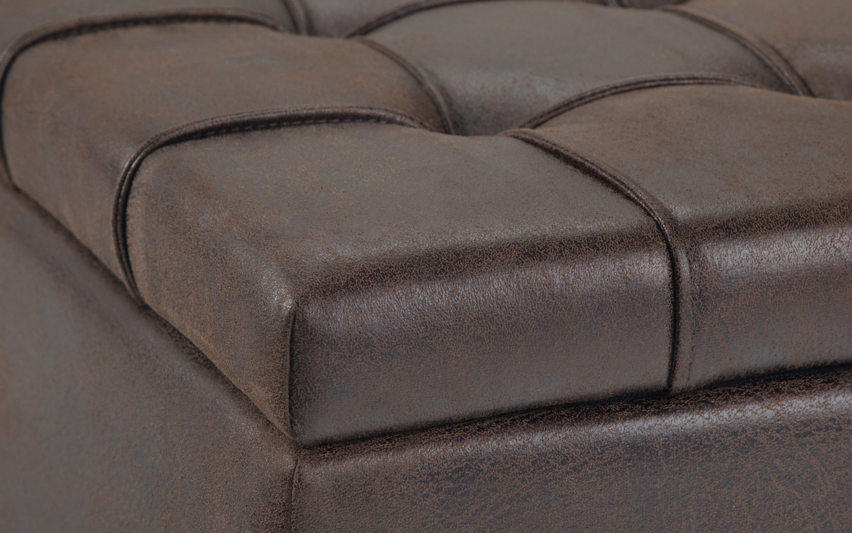 Harrison Coffee Table Ottoman in Distressed Vegan Leather