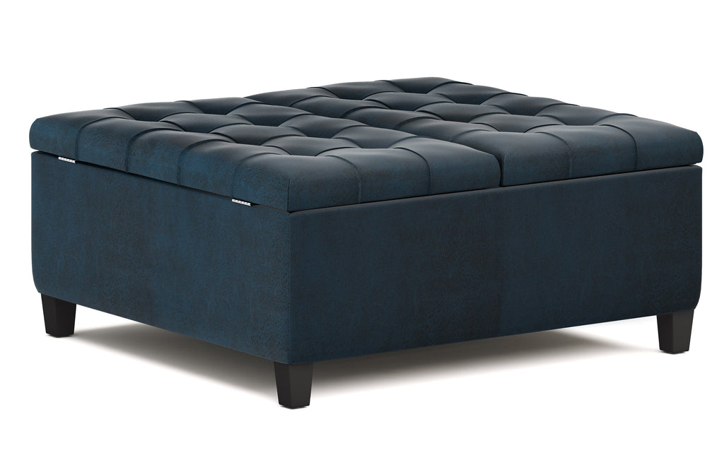 Harrison Coffee Table Ottoman in Distressed Vegan Leather