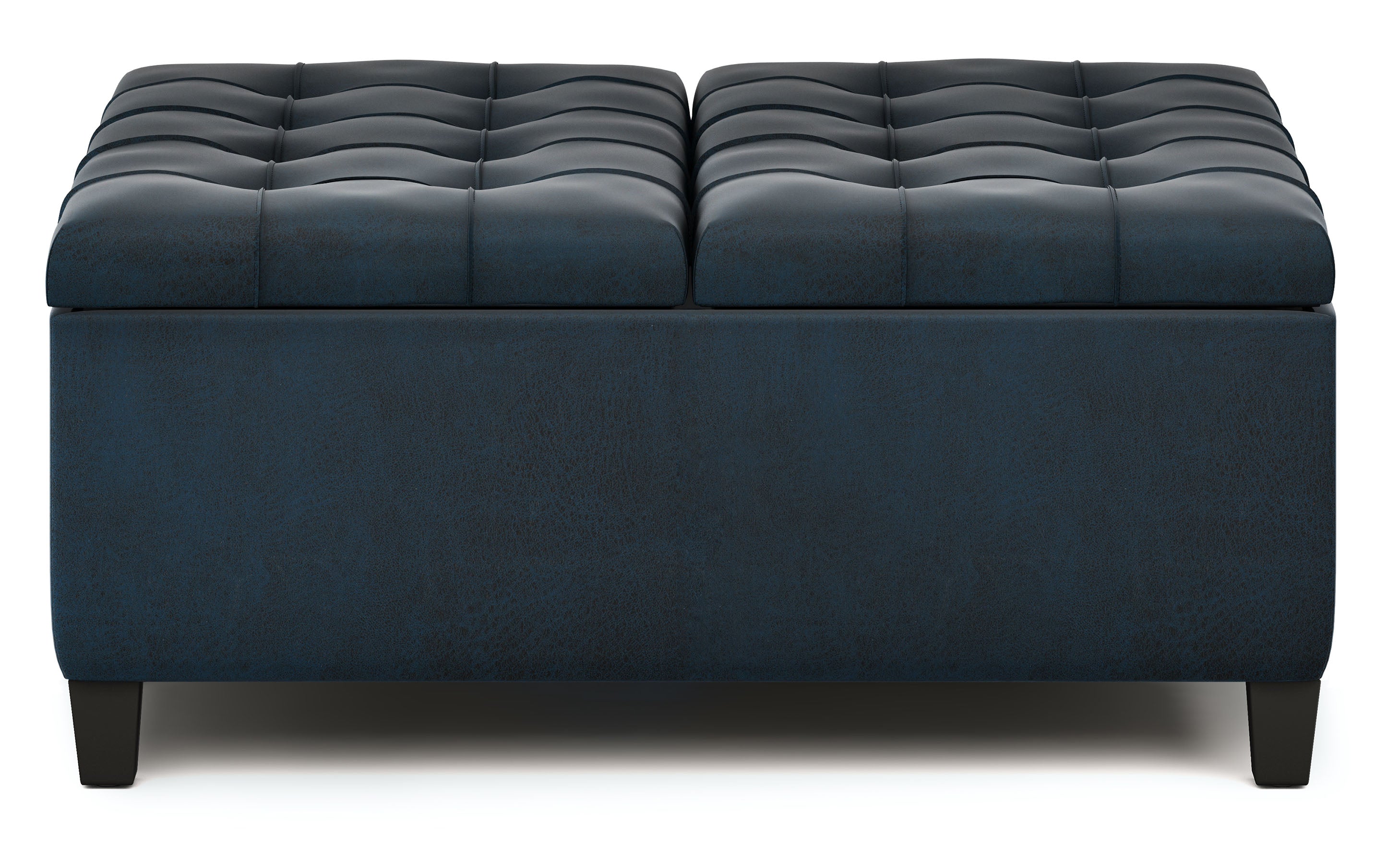 Harrison Coffee Table Ottoman in Distressed Vegan Leather