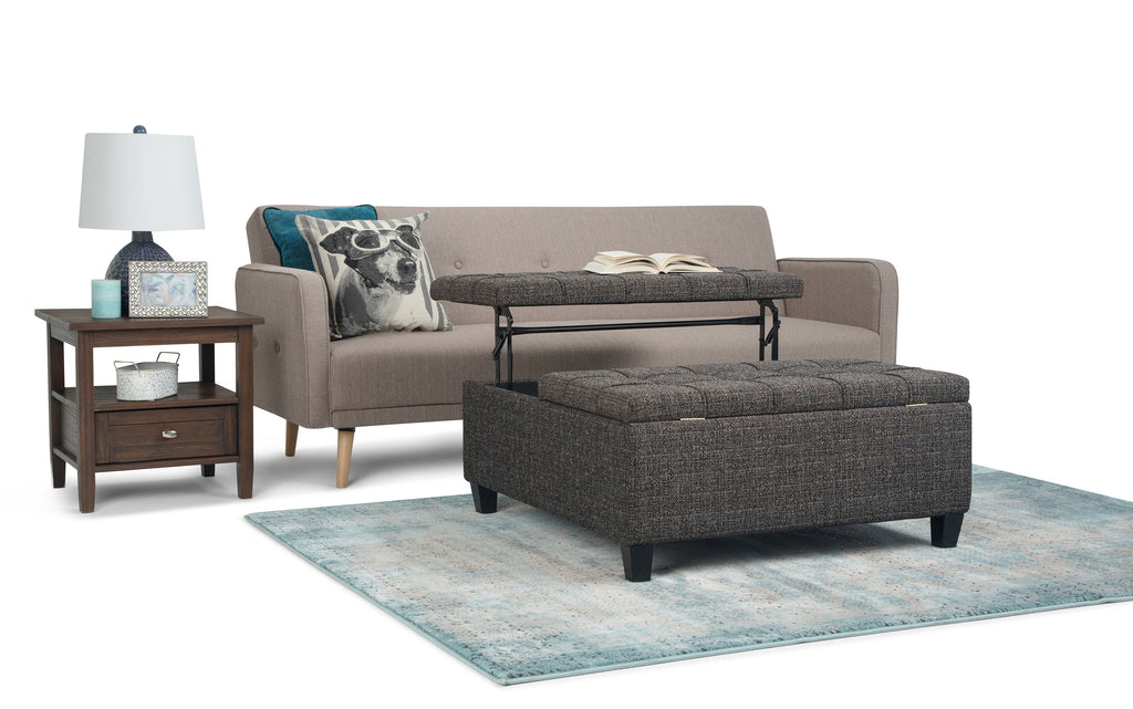Harrison Coffee Table Ottoman in Tweed