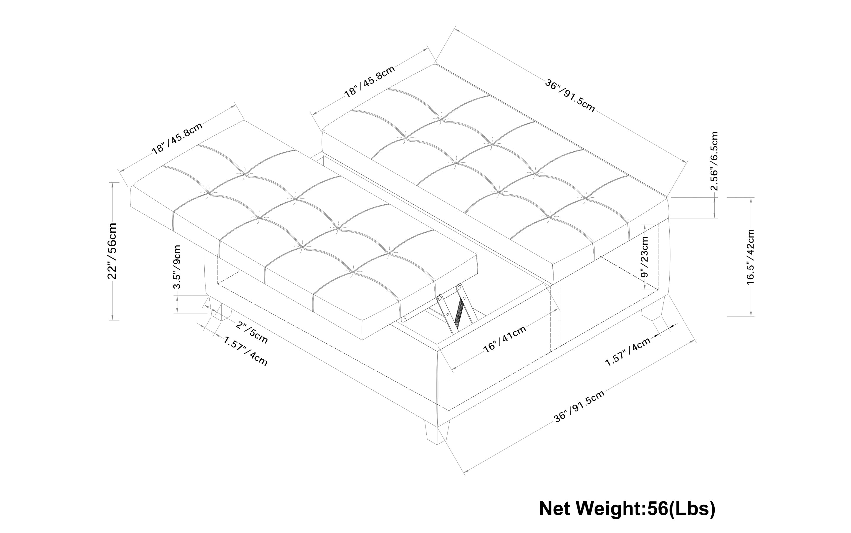 Harrison Coffee Table Ottoman in Tweed