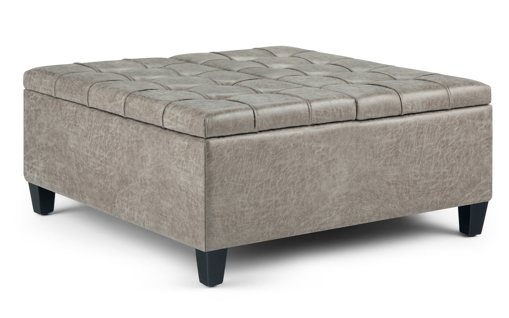 Harrison Coffee Table Ottoman in Distressed Vegan Leather