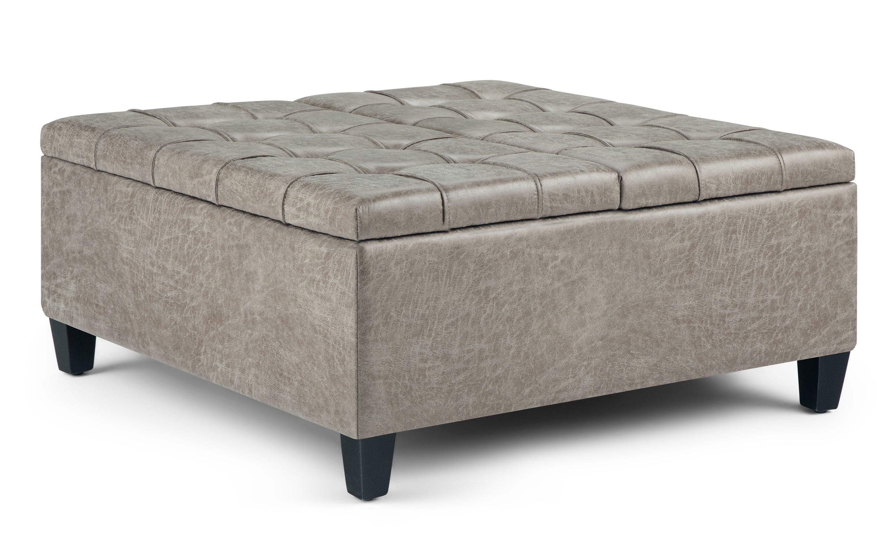 Harrison Coffee Table Ottoman in Distressed Vegan Leather