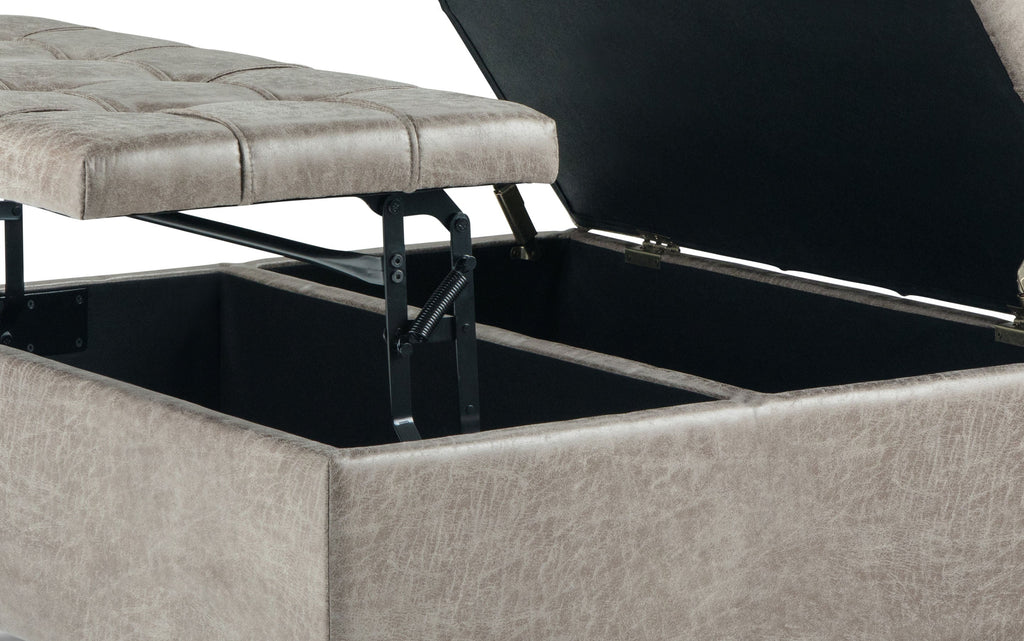 Harrison Coffee Table Ottoman in Distressed Vegan Leather