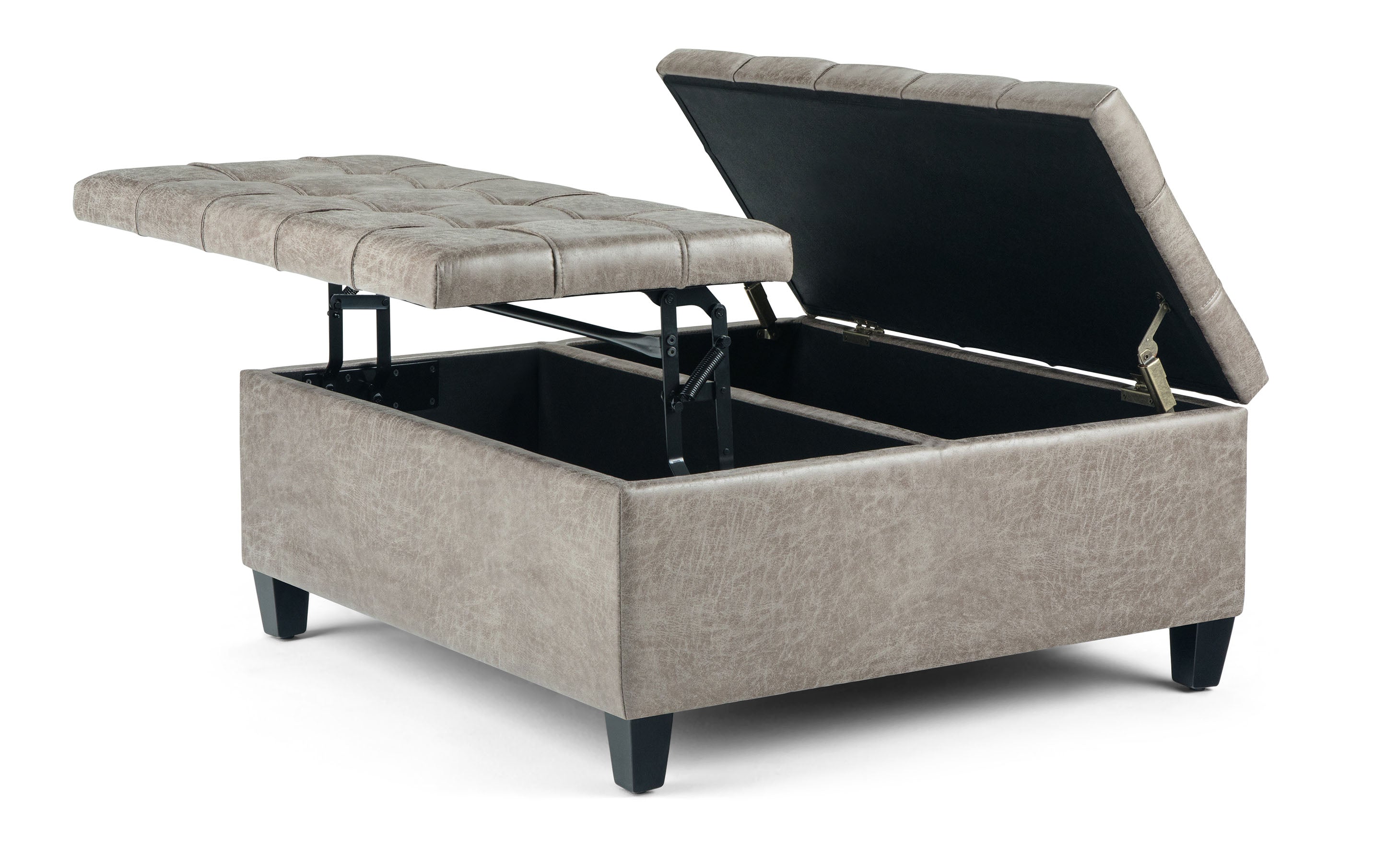 Harrison Coffee Table Ottoman in Distressed Vegan Leather