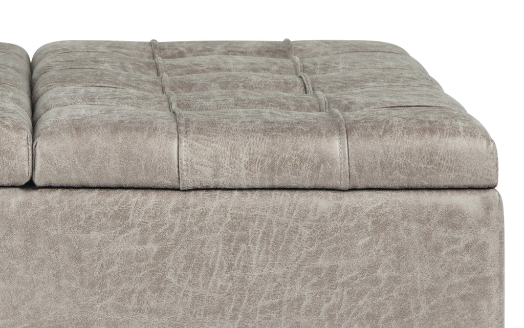 Harrison Coffee Table Ottoman in Distressed Vegan Leather