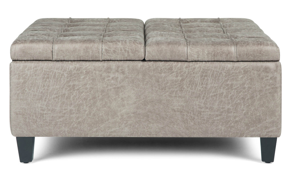 Harrison Coffee Table Ottoman in Distressed Vegan Leather