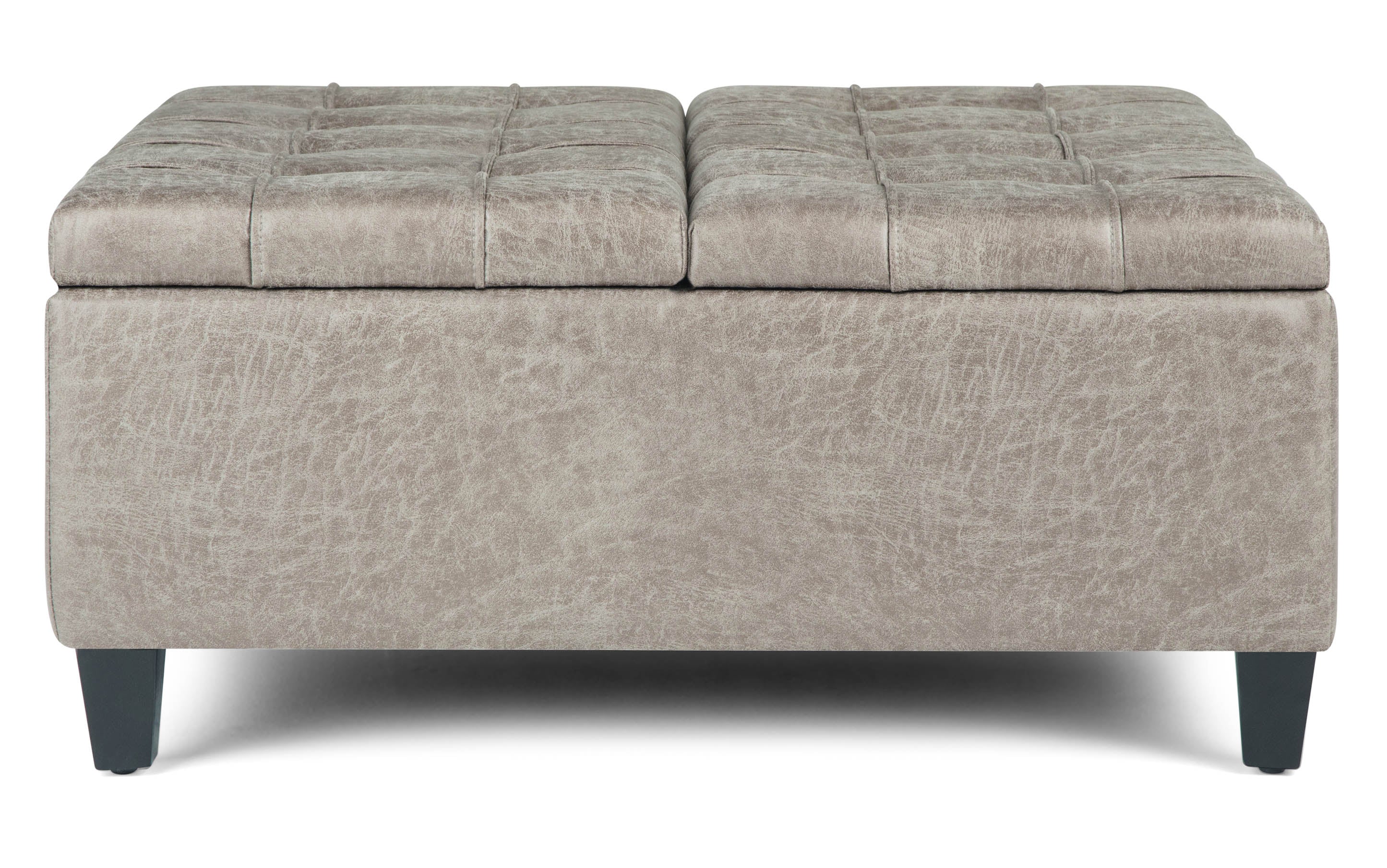 Harrison Coffee Table Ottoman in Distressed Vegan Leather