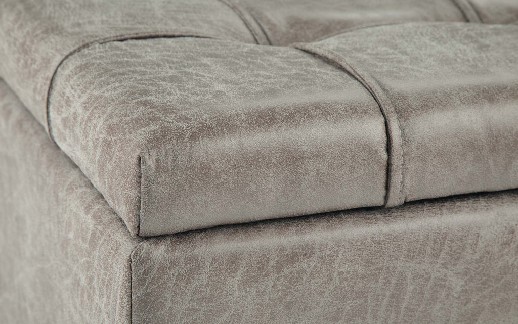 Harrison Coffee Table Ottoman in Distressed Vegan Leather