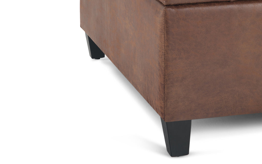 Harrison Coffee Table Ottoman in Distressed Vegan Leather