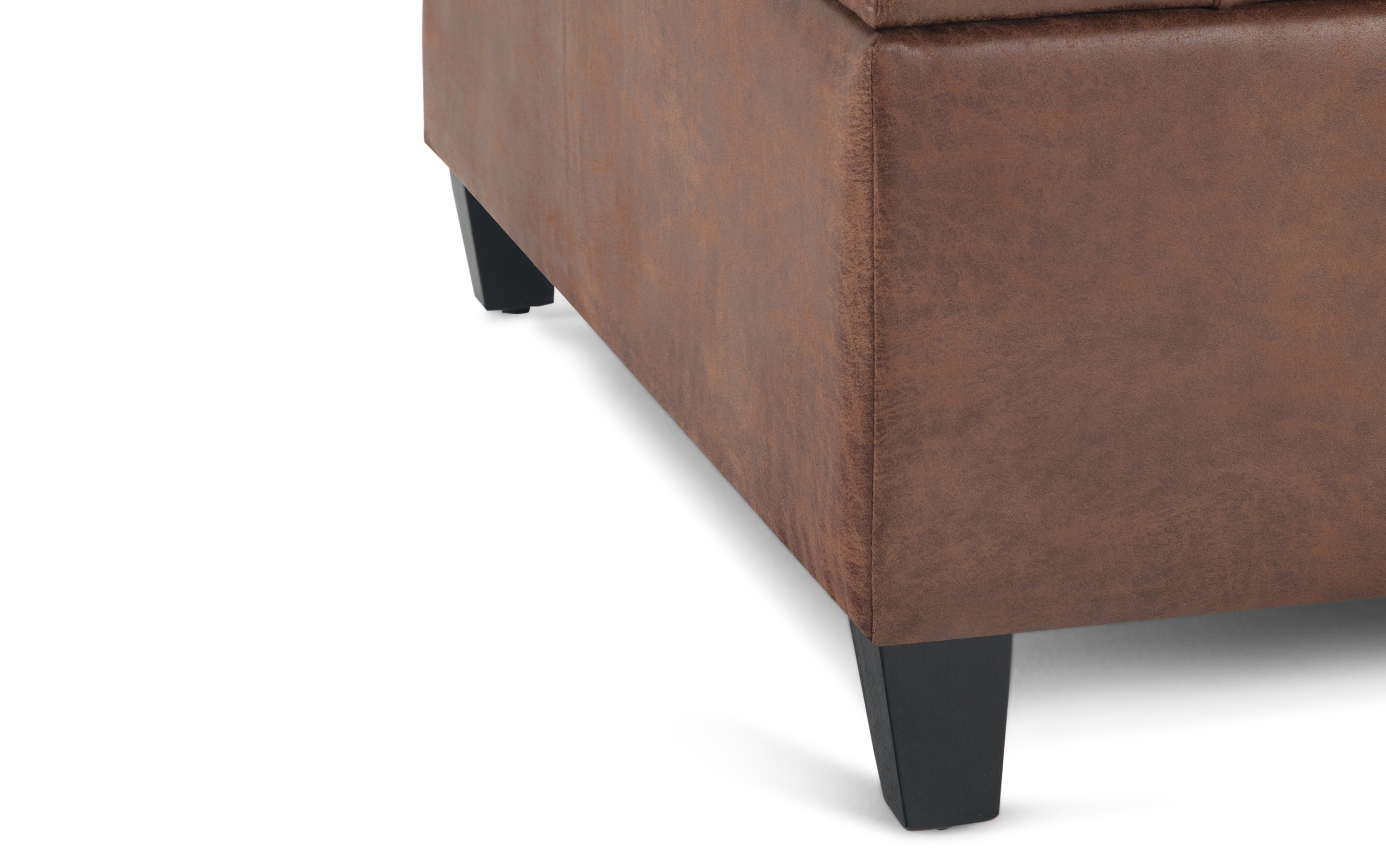 Harrison Coffee Table Ottoman in Distressed Vegan Leather