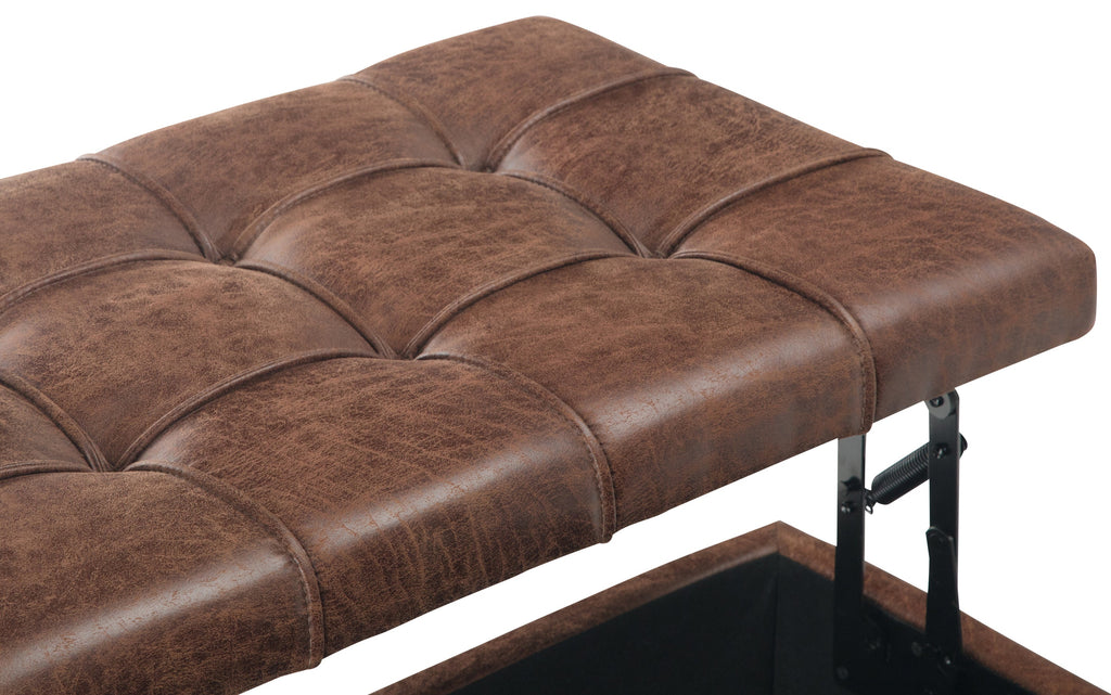 Harrison Coffee Table Ottoman in Distressed Vegan Leather