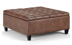 Harrison Coffee Table Ottoman in Distressed Vegan Leather
