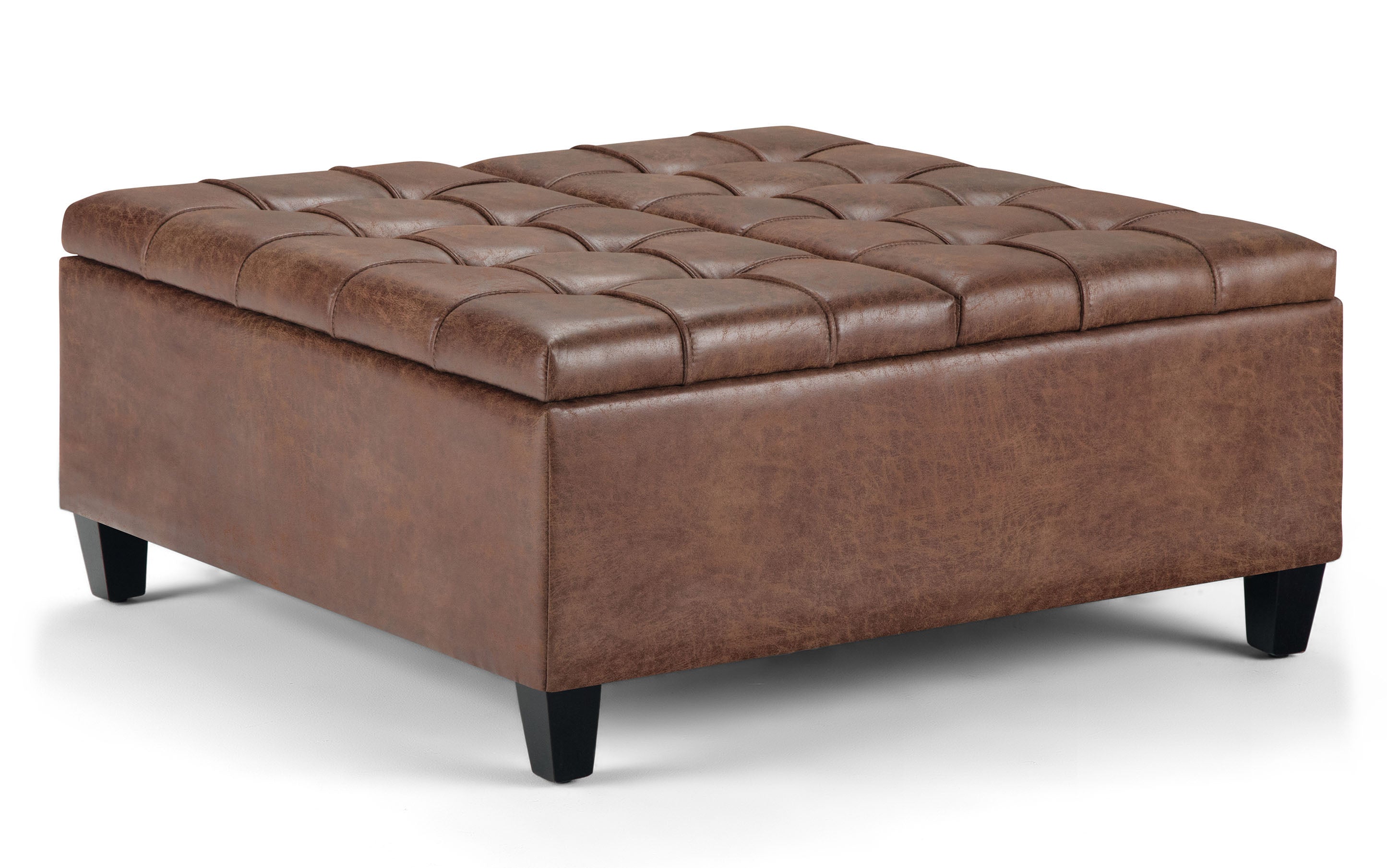 Harrison Coffee Table Ottoman in Distressed Vegan Leather