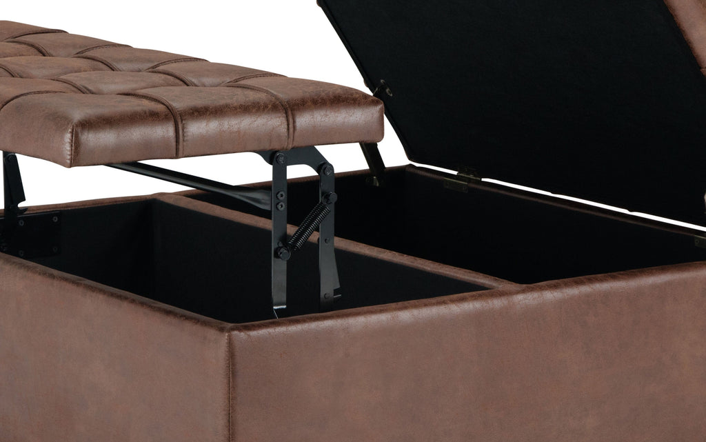 Harrison Coffee Table Ottoman in Distressed Vegan Leather