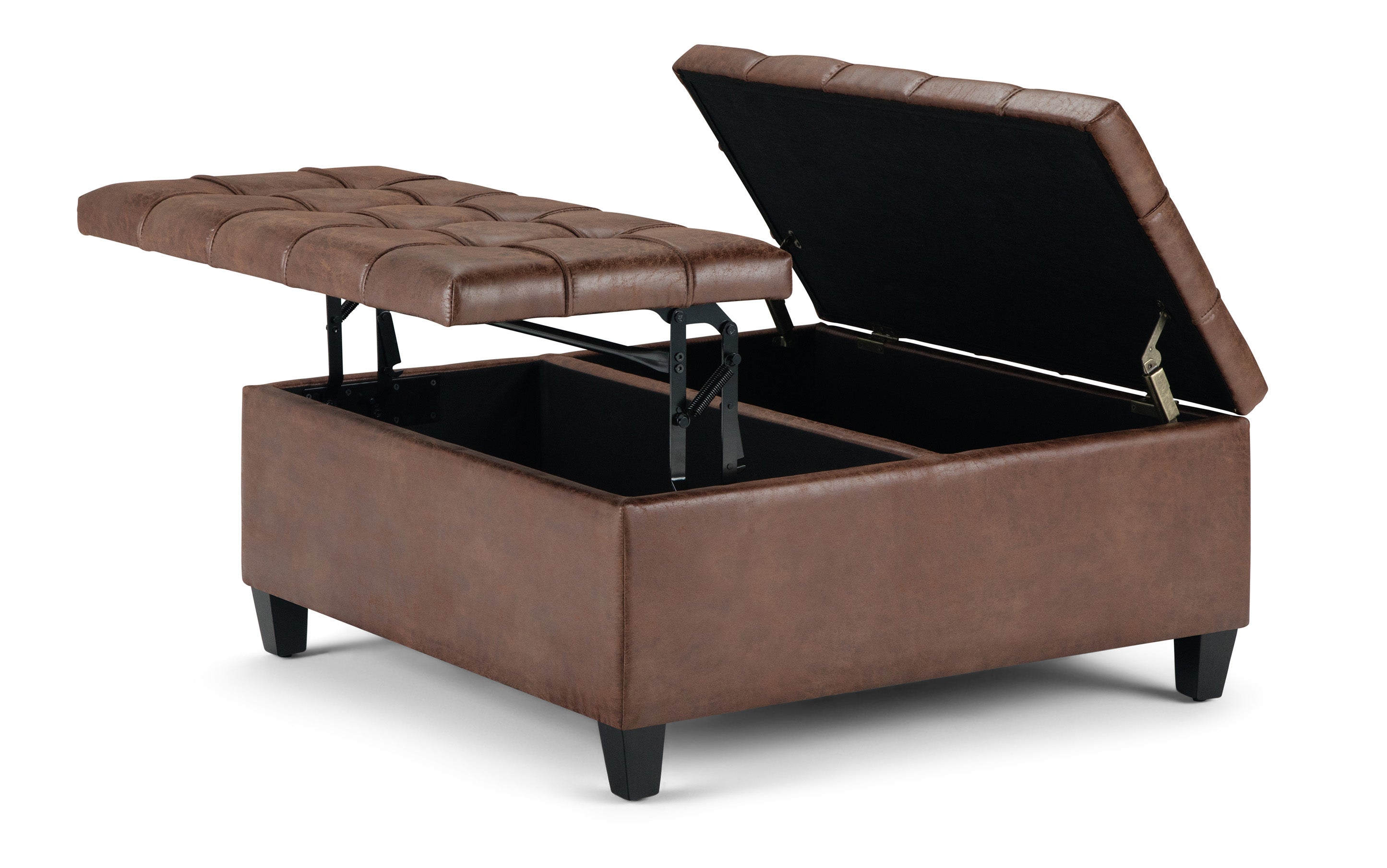 Harrison Coffee Table Ottoman in Distressed Vegan Leather