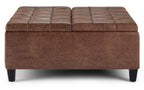 Harrison Coffee Table Ottoman in Distressed Vegan Leather