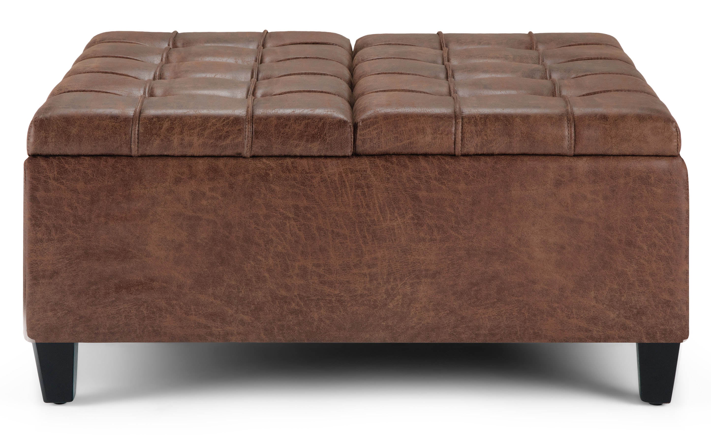 Harrison Coffee Table Ottoman in Distressed Vegan Leather