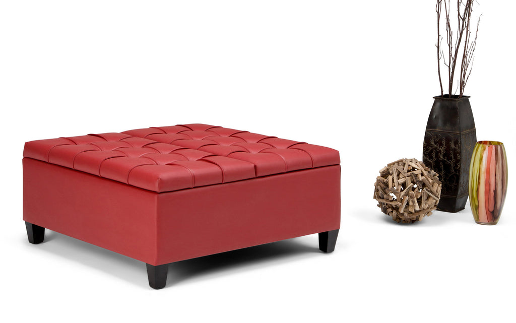 Harrison Coffee Table Ottoman in Vegan Leather