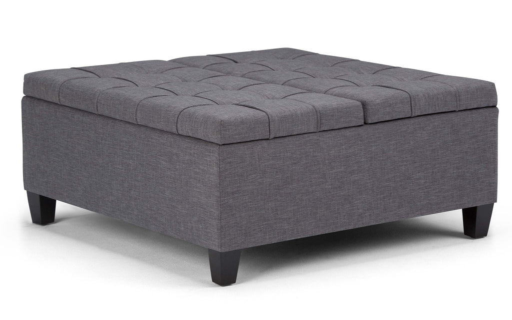 Harrison Coffee Table Ottoman in Linen