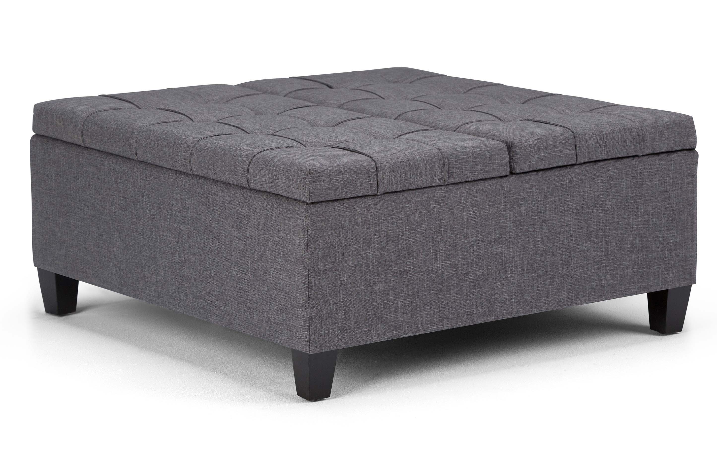 Harrison Coffee Table Ottoman in Linen