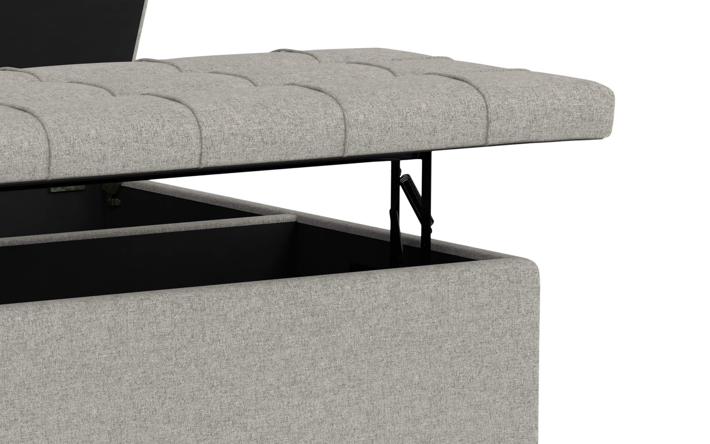 Harrison Large Square Coffee Table Storage Ottoman in Linen