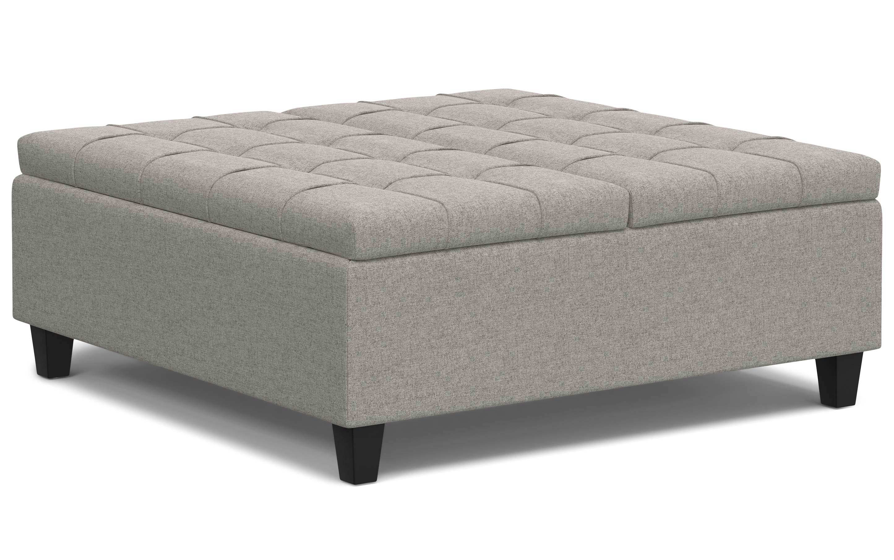 Harrison Large Square Coffee Table Storage Ottoman in Linen