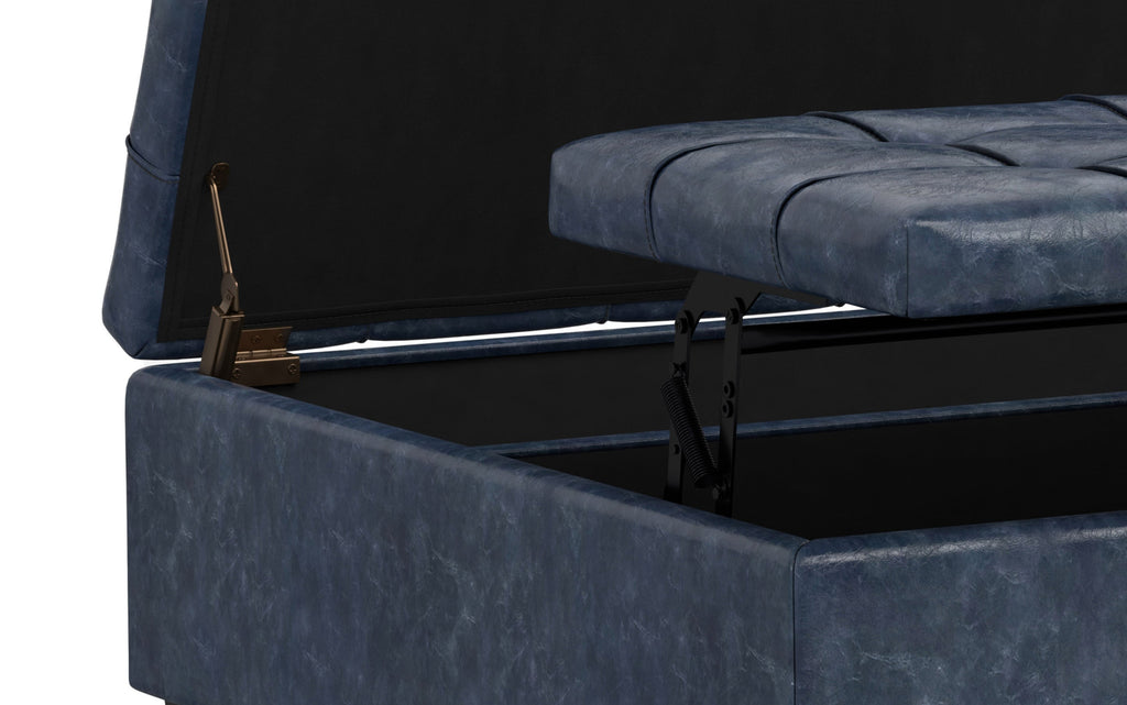 Harrison Large Square Coffee Table Storage Ottoman in Vegan Leather