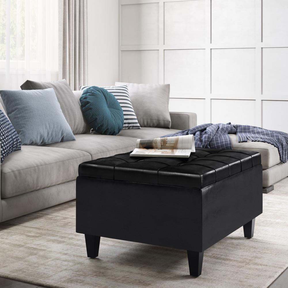 Harrison Small Coffee Table Ottoman in Vegan Leather