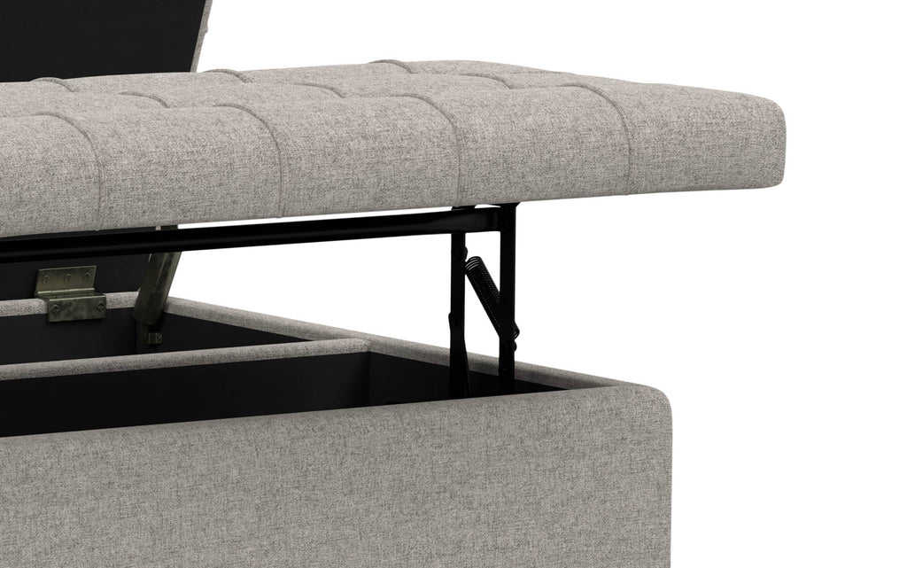 Harrison Small Square Coffee Table Storage Ottoman in Linen