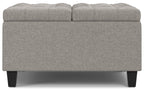 Harrison Small Square Coffee Table Storage Ottoman in Linen