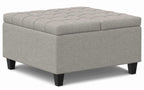 Harrison Small Square Coffee Table Storage Ottoman in Linen