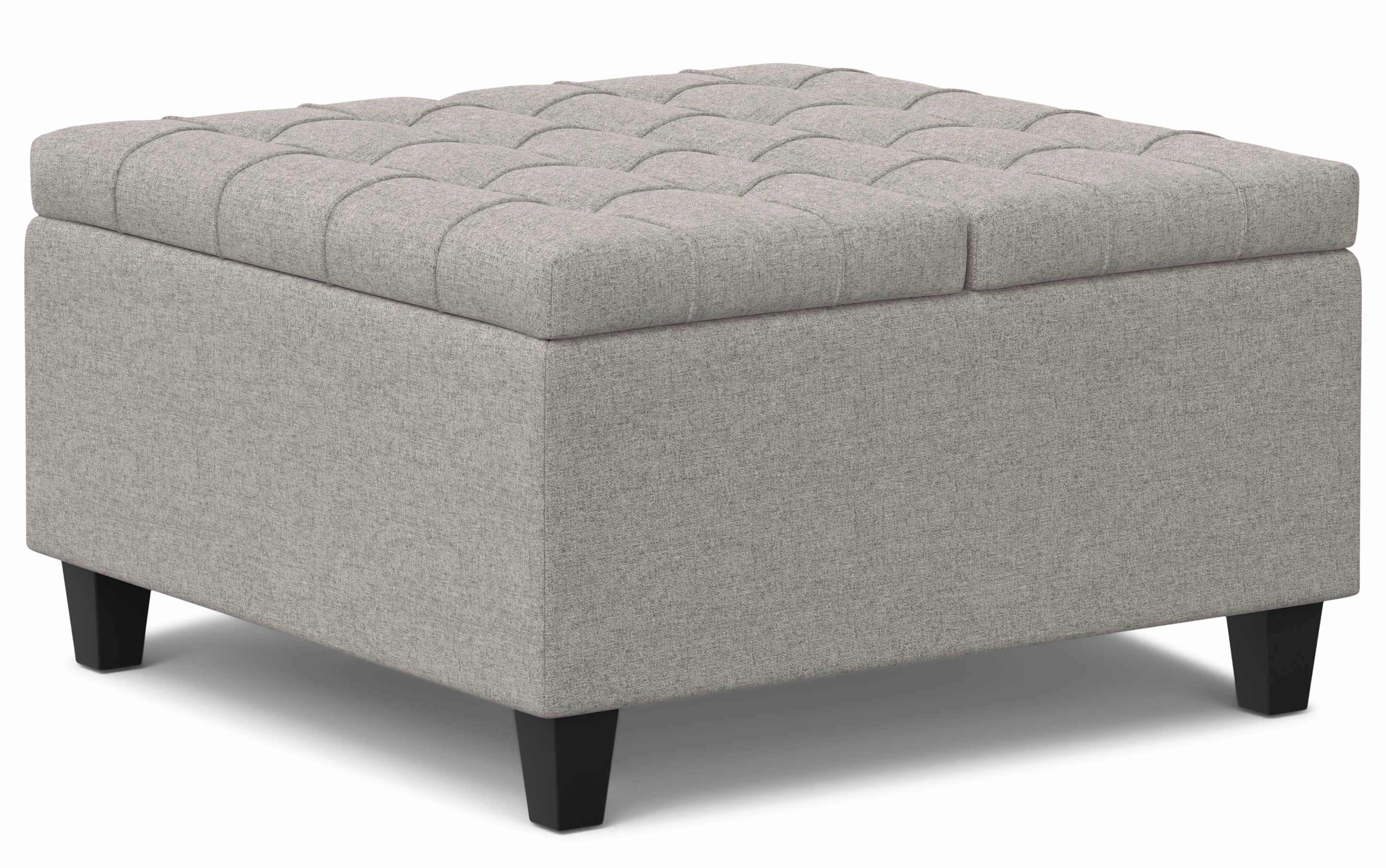 Harrison Small Square Coffee Table Storage Ottoman in Linen