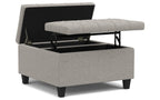 Harrison Small Square Coffee Table Storage Ottoman in Linen
