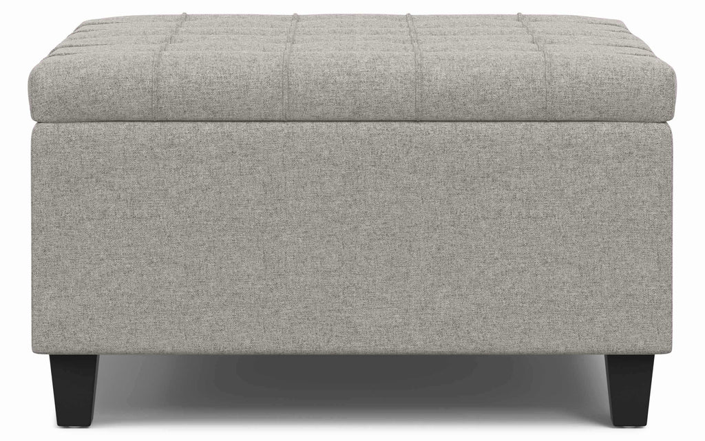 Harrison Small Square Coffee Table Storage Ottoman in Linen