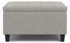 Harrison Small Square Coffee Table Storage Ottoman in Linen