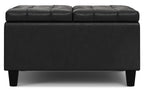 Harrison Small Square Coffee Table Storage Ottoman in Distressed Vegan Leather