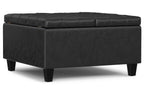 Harrison Small Square Coffee Table Storage Ottoman in Distressed Vegan Leather