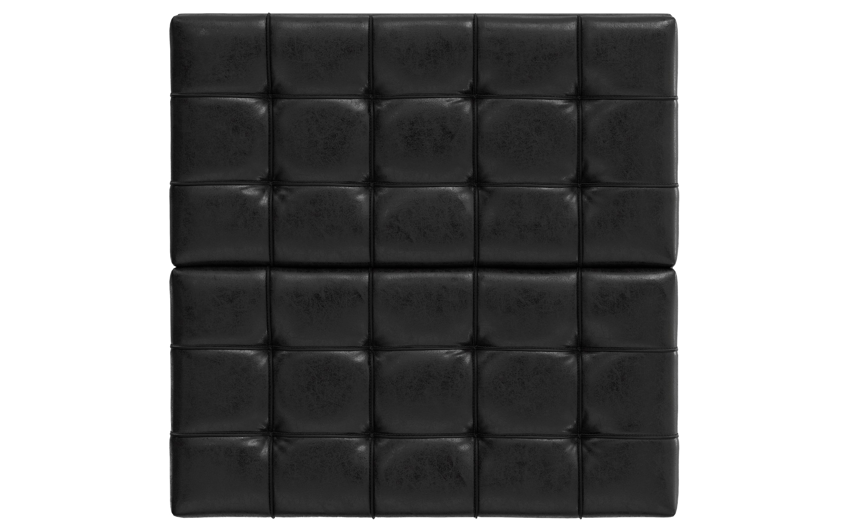 Harrison Small Square Coffee Table Storage Ottoman in Distressed Vegan Leather