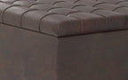 Harrison Small Square Coffee Table Storage Ottoman in Distressed Vegan Leather